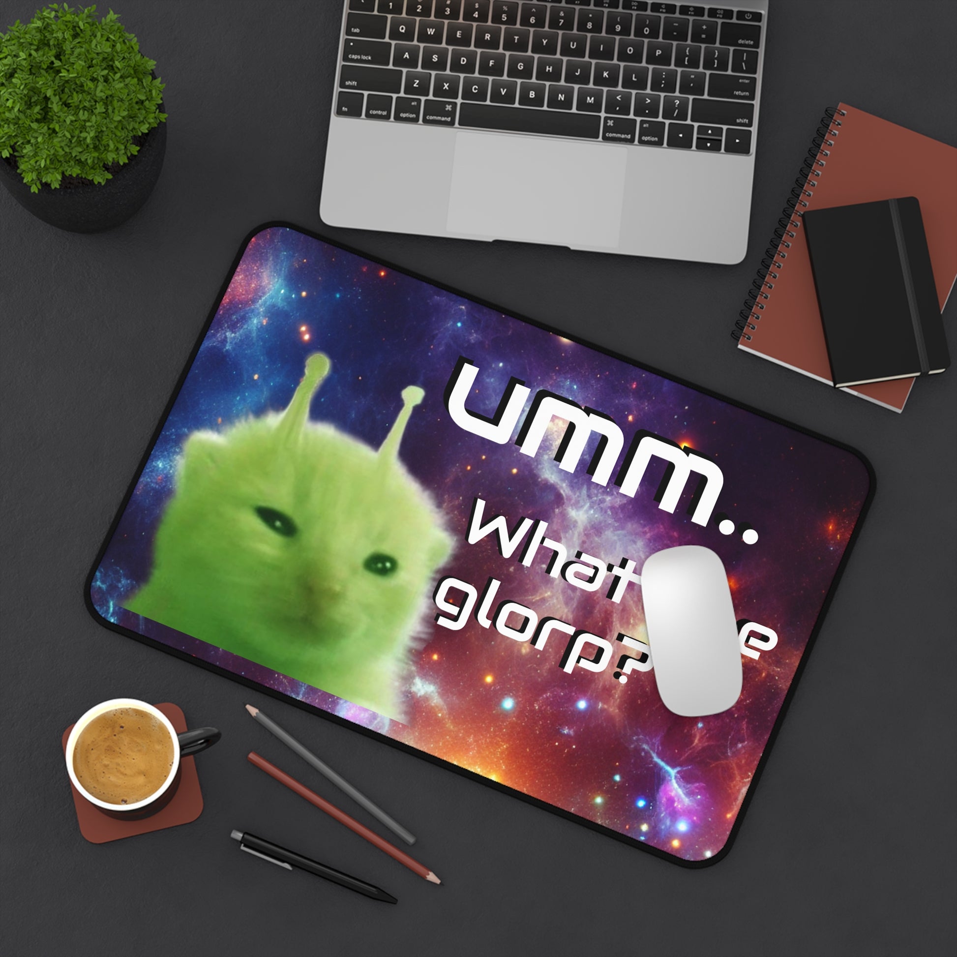 glorp desk mat :) [ Cosmic Cat Desk Mat - Fun Office Accessory, Gamer Gift, Cute Cat Decor, Quirky Desk Decor, Unique Mouse Pad, Home Office ]
